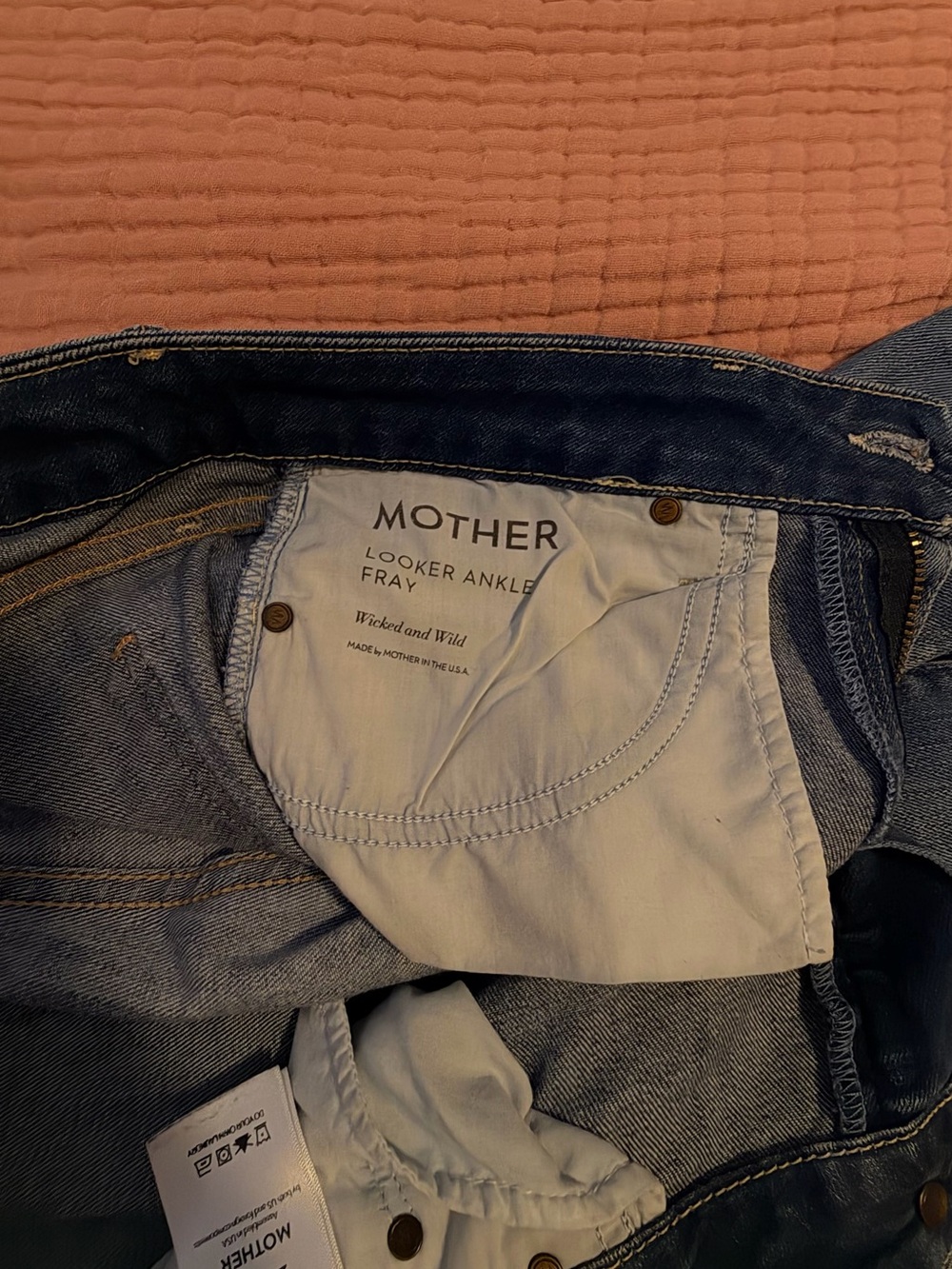 MOTHER Looker Ankle Fray Jeans - Medium Blue
